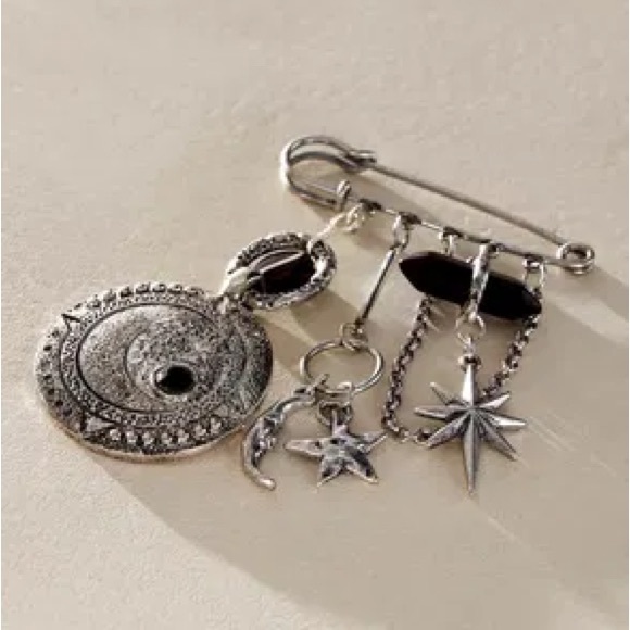 Free People Jewelry - Free People Dangle Pin Silver Moon Charms NWT